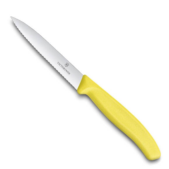 Нож для очистки овощей Victorinox, лезвие 10 см волнистое, желтый 6.7736.L8