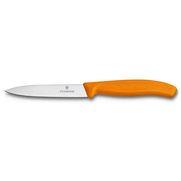 Нож для очистки овощей Victorinox, лезвие 10 см оранжевый 6.7706.L119