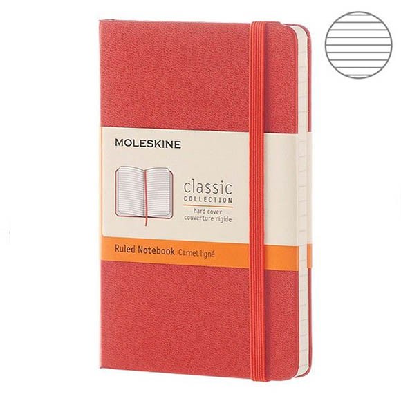 Блокнот Moleskine Classic Pocket 90x140мм 192стр. линейка твердая обложка оранжевый, MM710F16