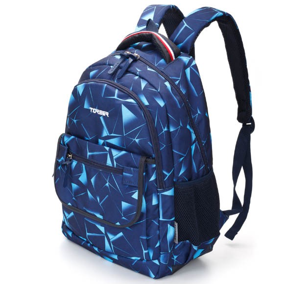 Рюкзак Torber Class X, темно-синий с орнаментом, полиэстер, 45x30x18см + Пенал, T2743-NAV-BLU-P Рюкзак Torber Class X, темно-синий с орнаментом, полиэстер, 45x30x18см + Пенал, T2743-NAV-BLU-P