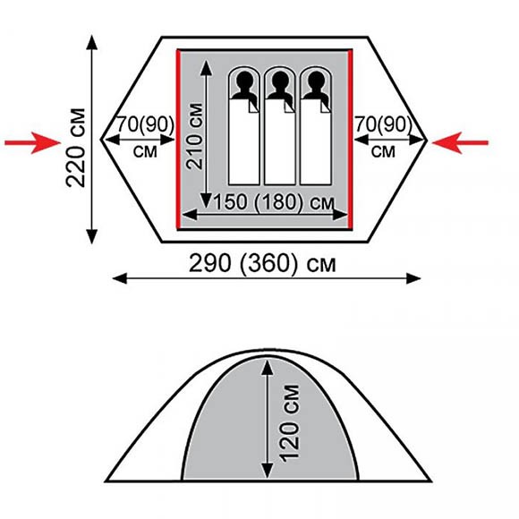 Палатка Tramp Peak 3 (V2), зеленая, TRT-26 Палатка Tramp Peak 3 (V2), зеленая, TRT-26
