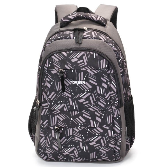 Рюкзак Torber Class X, серый с орнаментом, полиэстер, 45x30x18 см + Пенал, T2602-GRE-P Рюкзак Torber Class X, серый с орнаментом, полиэстер, 45x30x18 см + Пенал, T2602-GRE-P