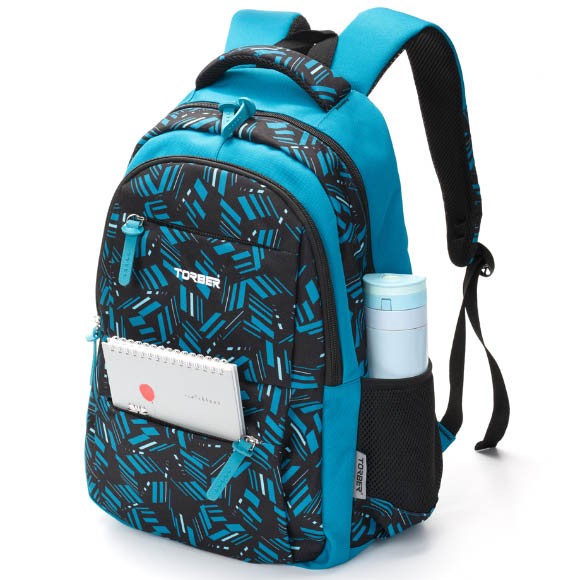 Рюкзак Torber Class X, голубой с орнаментом, полиэстер, 45x30x18 см + пенал, T2602-BLU-P Рюкзак Torber Class X, голубой с орнаментом, полиэстер, 45x30x18 см + пенал, T2602-BLU-P