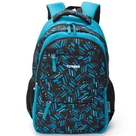 Рюкзак Torber Class X, голубой с орнаментом, полиэстер, 45x30x18 см + пенал, T2602-BLU-P Рюкзак Torber Class X, голубой с орнаментом, полиэстер, 45x30x18 см + пенал, T2602-BLU-P