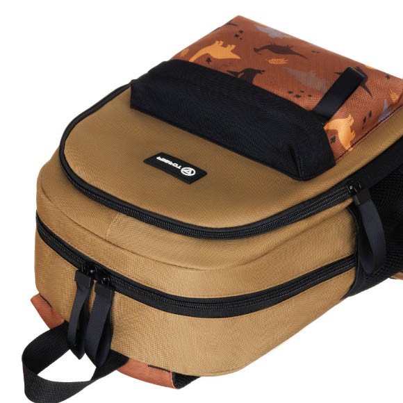 Рюкзак Torber Class X Mini, хаки с орнаментом "Динозавры", T1801-23-Kha Рюкзак Torber Class X Mini, хаки с орнаментом "Динозавры", T1801-23-Kha