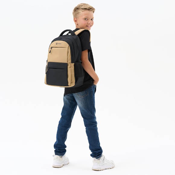 Рюкзак Torber Class X, черно-бежевый, 45x30x18 см + мешок для сменной обуви, T2602-22-BEI-BLK-M