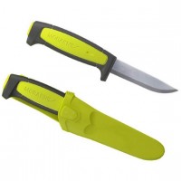 Нож Morakniv Basic 511, углеродистая сталь, пластиковая ручка серая, зелёная вставка