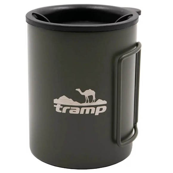 Термокружка со складными ручками и поилкой Tramp TRC-136.12, оливковая Термокружка со складными ручками и поилкой Tramp TRC-136.12, оливковая
