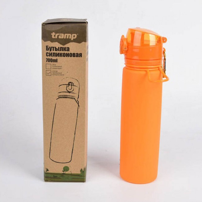 Бутылка Tramp силиконовая 0,7 л TRC-094 (оранжевый, оливковый, 700мл)