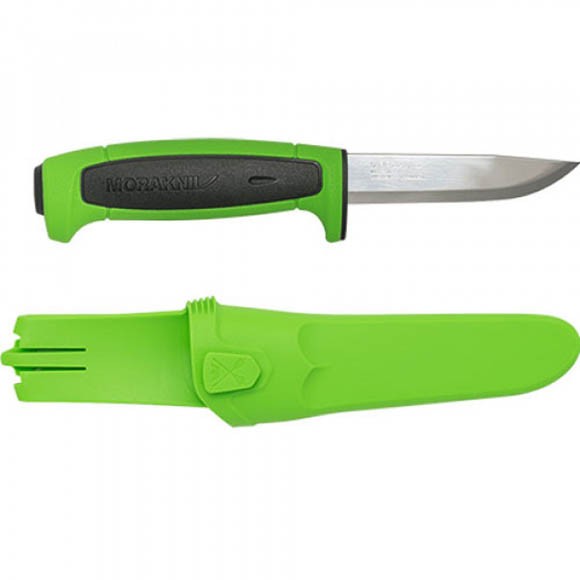 Нож Morakniv Basic 546, нержавеющая сталь, пластиковая ручка зеленая, черная вставка