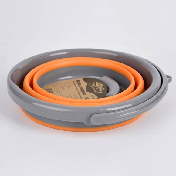 Ведро складное силиконовое Tramp, 5л, TRC-092 (оранжевый, оливковый) 