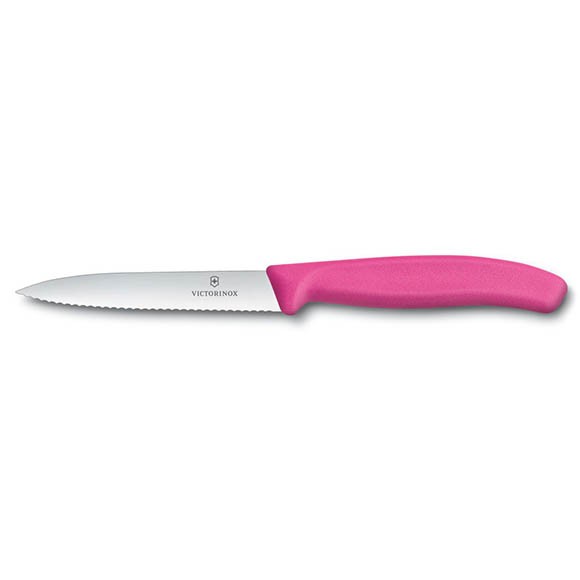 Нож для очистки овощей Victorinox, лезвие 10 см волнистое, розовый 6.7736.L5
