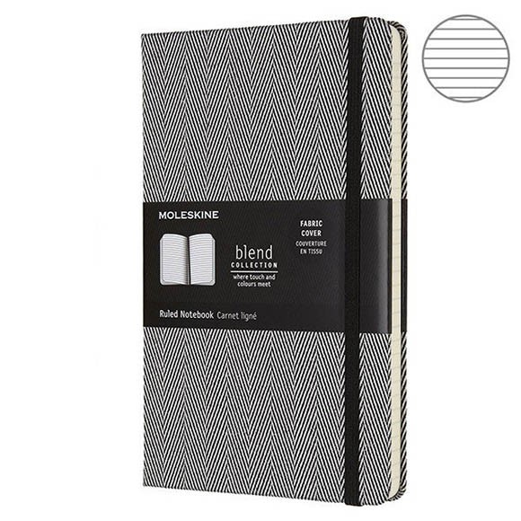 Блокнот Moleskine Limited Edition BLEND Large 130х210 текстиль 240стр. линейка черный, LCBD02QP060BK