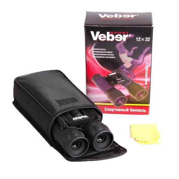 Бинокль Veber Sport БН 12x32, черный
