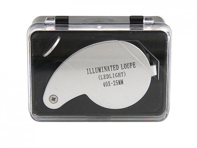 Лупа складная с подсветкой Veber, 40x, 25 мм Лупа складная с подсветкой Veber, 40x, 25 мм
