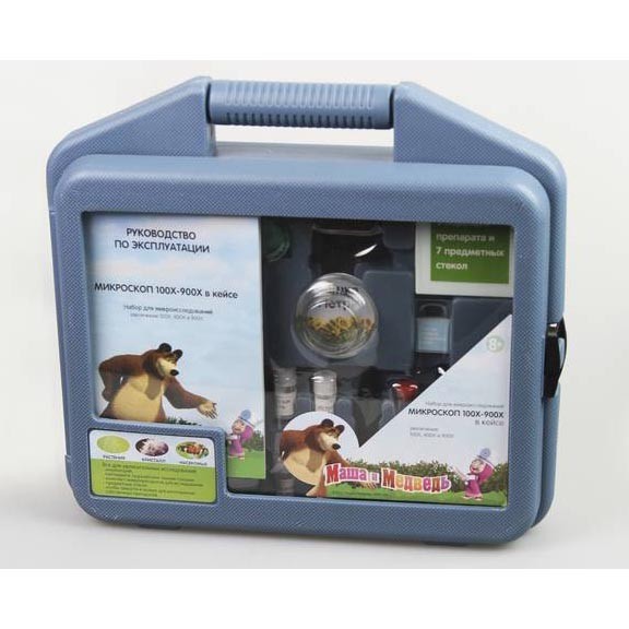Микроскоп детский Маша и Медведь 100х-900х в кейсе
