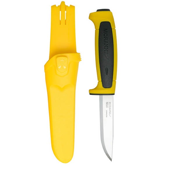 Нож Morakniv Basic 546, нержавеющая сталь, пластиковая ручка желтая, чёрная вставка