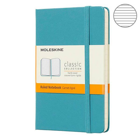 Блокнот Moleskine Classic Pocket 90x140мм 192стр. линейка твердая обложка голубой, MM710B35