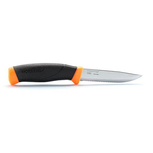 Нож Morakniv Companion F серрейтор, нерж сталь, прорезиненная рукоять с оранжевыми накладками