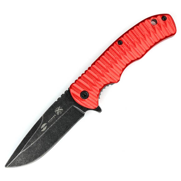 Нож складной Stinger FK-A175BK, 92 мм, чёрный, рукоять: пластик, красная, картонная коробка