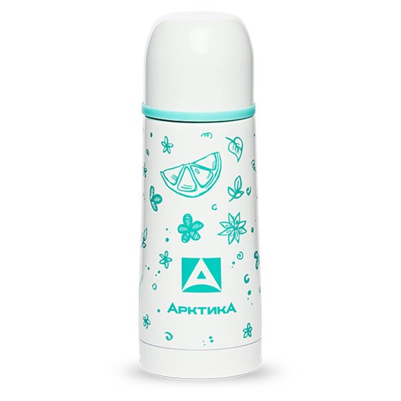 Термос Арктика с узким горлом с рисунком, белый (0,35 л.) 102-350w