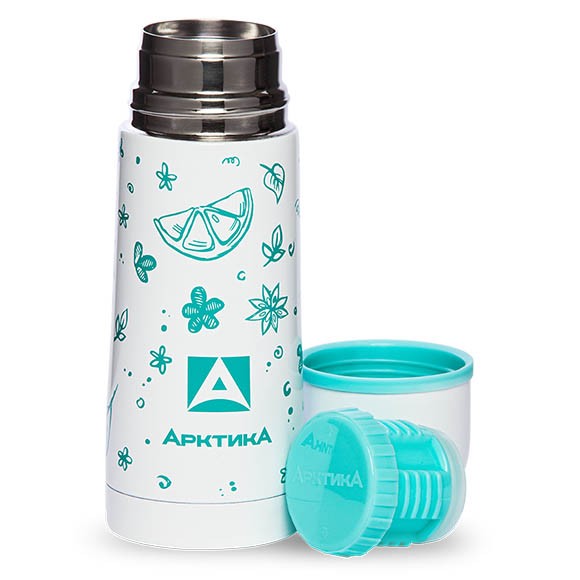 Термос Арктика с узким горлом с рисунком, белый (0,35 л.) 102-350w