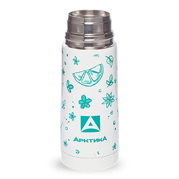 Термос Арктика с узким горлом с рисунком, белый (0,35 л.) 102-350w