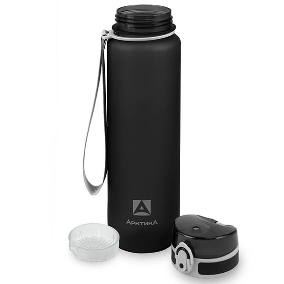 Бутылка тритановая арт. 720-1000, 1000 мл, черная матовая, с ситечком Бутылка тритановая арт. 720-1000, 1000 мл, черная матовая, с ситечком