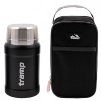 Термос Tramp с широким горлом 0,8 л с сумкой, черный, TRC-132