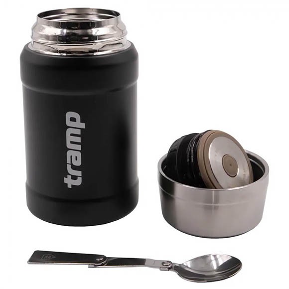 Термос Tramp с широким горлом 0,8 л с сумкой, черный, TRC-132