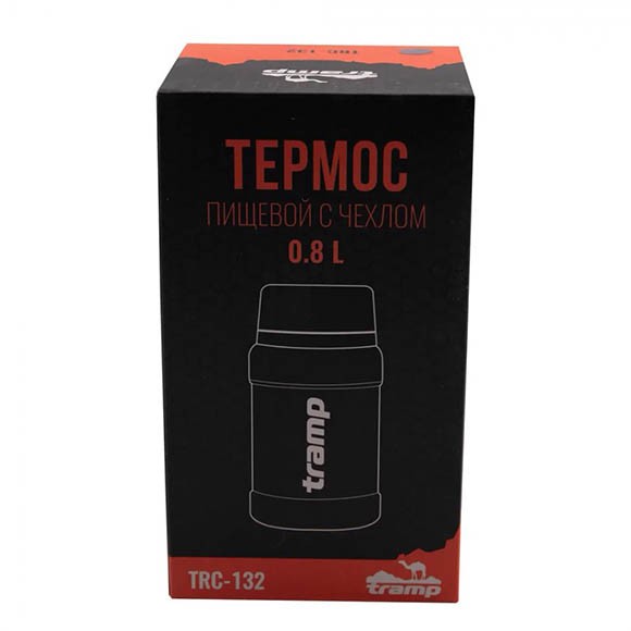 Термос Tramp с широким горлом 0,8 л с сумкой, черный, TRC-132