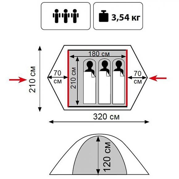Палатка Tramp Lite Tourist 3, зеленый, TLT-002 Палатка Tramp Lite Tourist 3, зеленый, TLT-002